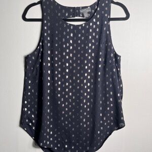 Market & Spruce Black Metallic Sleeveless Top with Silver Accents sz Small